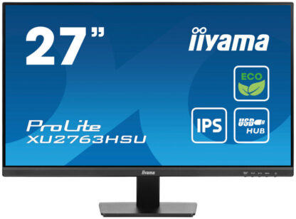iiyama PROLITE XU2763HSU-B1 27 inch IPS Monitor, Full HD, 3ms, USB Hub, HDMI, DisplayPort, Freesync, 100Hz, Speakers, Black, Internal PSU, VESA