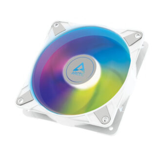 Arctic 12cm P12 Pressure Optimised PWM PST ARGB Case Fan, Fluid Dynamic, 12 LEDs, 0-2000 RPM, 0dB Mode, White