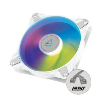 Arctic 14cm P14 Semi-Passive PWM PST ARGB Case Fan, Fluid Dynamic, 12 LEDs, 200-1900 RPM, 0dB Mode, White