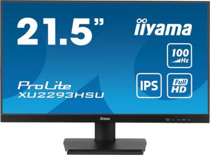 iiyama PROLITE XU2293HSU-B7 22 inch IPS Monitor, Full HD, 1ms, USB Hubx2, HDMI, DisplayPort, Freesync, 100Hz, Speakers, Black, ACR, Internal PSU, VESA