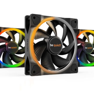 be quiet! Light Wings PWM Addressable RGB Fan Pack, 120mm, 1700RPM, 4-Pin PWM Fan & 3-Pin ARGB Connectors, Black Frame, Black Blades, ARGB Lighting on Front & Rear, Addressable RGB Hub Included