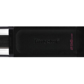 Kingston DT70/256GB DataTraveler 256GB USB Flash Drive, USB 3.2,  USB-C, Gen1, 80MB/s, Cap Design, Black, Retail.