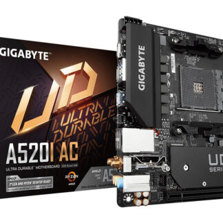 GIGABYTE A520I AC Motherboard - Supports AMD Ryzen 5000 Series AM4 CPUs, 6 Phases Digital VRM, up to 5300MHz DDR4 (OC), 1xPCIe 3.0 M.2, WIFI, GbE LAN, USB 3.2 Gen1