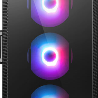 MSI MPG VELOX 100R Mid Tower Gaming Computer Case 'Black, 4x 120mm ARGB Fans, 1-6 ARGB Hub, ARGB light strip, USB Type-C, Tempered Glass, Center, E-ATX, ATX, mATX, mini-ITX'