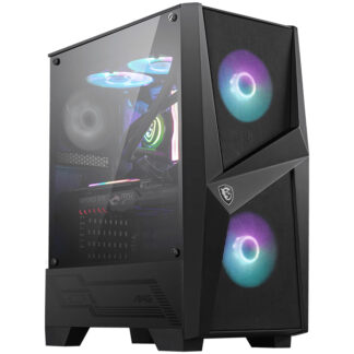 MSI MAG FORGE 100R Mid Tower Gaming Computer Case 'Black, 2x 120mm ARGB PWM Fan, 1x 120mm Fan, 1-6 ARGB Hub, Mystic Light Sync, Tempered Glass Panel, ATX, mATX, mini-ITX'