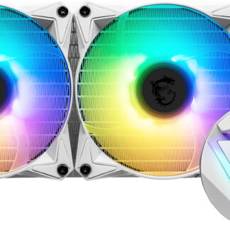 MSI MAG CORELIQUID 240R V2 WHITE Liquid CPU Cooler '240mm Radiator, 2x 120mm ARGB PWM Fan, ARGB lighting, Center Supported, Compatible with Intel and AMD Platforms, Latest LGA 1700 ready'