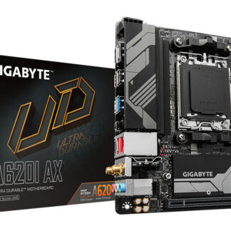 GIGABYTE A620I AX Motherboard - Supports AMD Ryzen 8000 CPUs, 5+2+1 Phases Digital VRM, up to 6400MHz DDR5 (OC), 1xPCIe 4.0 M.2, Wi-Fi 6E, 2.5GbE LAN, USB 3.2 Gen 2
