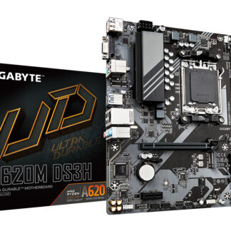 GIGABYTE A620M DS3H Motherboard - Supports AMD Ryzen 8000 CPUs, 5+2+2 Phases Digital VRM, up to 7600MHz DDR5 (OC), 1xPCIe 4.0 M.2, GbE LAN, USB 3.2 Gen 1