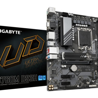 GIGABYTE B760M DS3H Motherboard - Supports Intel Core 14th Gen CPUs, 6+2+1 Phases Digital VRM, up to 7600MHz DDR5 (OC), 2xPCIe 4.0 M.2, 2.5GbE LAN, USB 3.2 Gen
