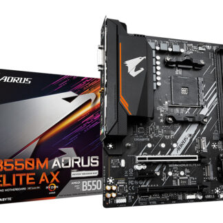 GIGABYTE B550M AORUS ELITE AX Motherboard - AMD Ryzen 5000 CPUs, 5+3 Phases VRM, up to 4733MHz DDR4, 1xPCIe 4.0 + 1xPCIe 3.0 M.2, Wi-Fi 6E, 1GbE LAN, USB 3.2 Gen 1