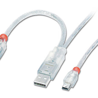 Lindy 2m USB 2.0 Dual Power Cable - 2 x Type A (20cm apart) to Mini-B