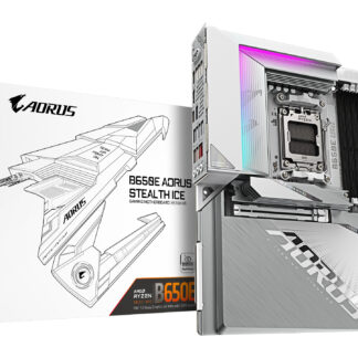 GIGABYTE B650E AORUS STEALTH ICE Motherboard - AMD Ryzen 9000 Series CPUs, 12+2+2 Phases VRM, up to 8000MHz DDR5 (OC), 1xPCIe 5.0 + 2xPCIe 4.0 M.2, 2.5GbE LAN, WIFI 7, USB 3.2 Gen 2x2