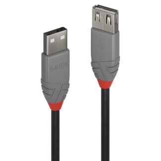 Lindy 36701 0.5m USB-A (M) 2.0 To USB-A (F) 2.0 Anthra Line 480Mbps Extension Cable - Black