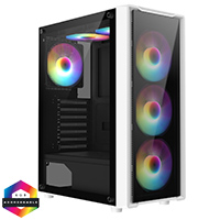 CiT Blade White ATX Gaming Case with Tempered Glass Panels with 70 Percent Tint with 6 x Inner-Ring ARGB Fans and 6-Port Hub