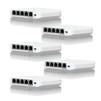 Ubiquiti USW-FLEX-MINI-5 UniFi USW Flex Mini 5 Port Smart Managed POE/USB C Powered Gigabit Network Switch (Five Pack, No PSU)