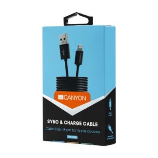 LIGHTNING USB CABLE ROUND 1M BLACK