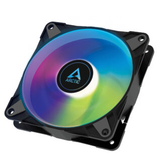 Arctic 12cm P12 Pressure Optimised PWM PST ARGB Case Fan, Fluid Dynamic, 12 LEDs, 0-2000 RPM, 0dB Mode, Black