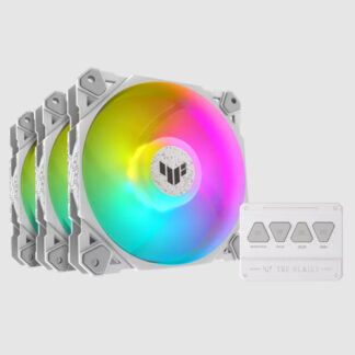 Asus TUF Gaming TF120 ARGB 12cm PWM Case Fans (3 Pack), Fluid Dynamic Bearing, Double-layer LED Array, Up to 1900 RPM, ARGB Hub included, White Edition