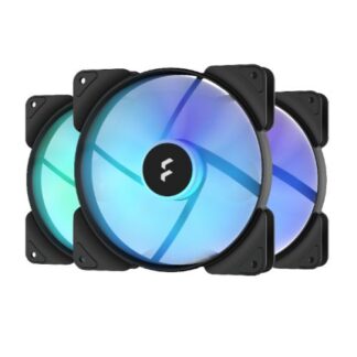 Fractal Design Aspect 14 14cm RGB PWM Case Fans (3 Pack), Rifle Bearing, Supports Chaining, Aerodynamic Stator Struts, 500-1700 RPM, Black Frame