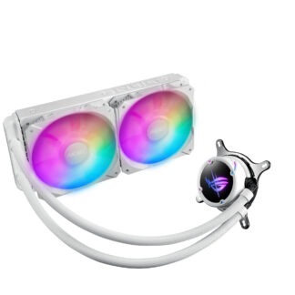 Asus ROG STRIX LC II 240 ARGB Liquid CPU Cooler, 240mm, 7th Gen Asetek Pump, 2 x ARGB PWM Fans & ARGB Pump Cover, White