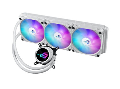 Asus ROG STRIX LC III 360 ARGB White Liquid CPU Cooler, 360mm, 7th Gen v2 Asetek Pump, ARGB Fans, Rotatable Water Block