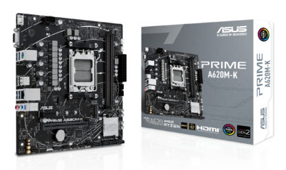 Asus PRIME A620M-K, AMD A620, AM5, Micro ATX, 2 DDR5, VGA, HDMI, GB LAN, PCIe4, 1x M.2