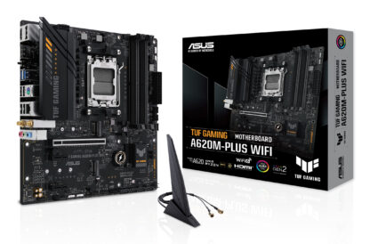 Asus TUF GAMING A620M-PLUS WIFI, AMD A620, AM5, Micro ATX, 4 DDR5, HDMI, 2 DP, Wi-Fi 6, 2.5G LAN, PCIe4, 2x M.2
