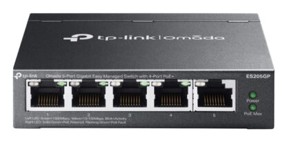 TP-LINK (ES205GP) Omada 5-Port Gigabit Easy Managed Switch with 4-Port PoE+, 5x GB Ports, Metal Casing
