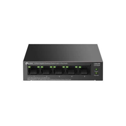TP-LINK (LS105GP) 5-Port Gigabit Desktop LiteWave Switch with 4-Port PoE+, Metal Casing