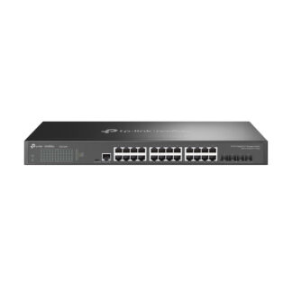 TP-LINK (SG3428X) JetStream 24-Port Gigabit L2+ Managed Switch with 4 10GE SFP+ Slots, L2+/L3, Fanless, Rackmountable