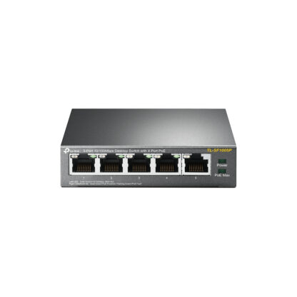 TP-LINK (TL-SF1005P) 5-Port 10/100 Unmanaged Desktop Switch, 4 Port PoE, Steel Case