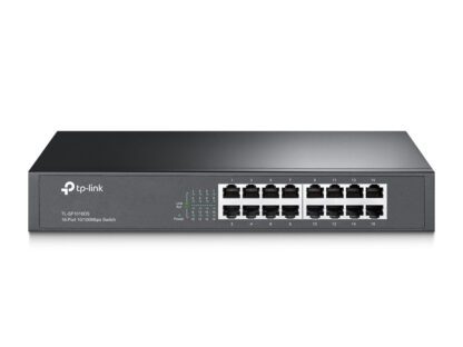 TP-LINK (TL-SF1016DS) 16-Port 10/100Mbps Unmanaged Desktop/Rackmount Switch, 13-inch Steel Case