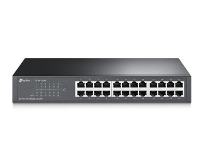 TP-LINK (TL-SF1024D) 24-Port 10/100 Unmanaged Desktop/Rackmount Switch, Steel Case