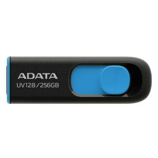 ADATA 256GB UV128 USB 3.0 Memory Pen, Retractable, Capless, Black & Blue