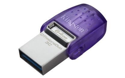Kingston 64GB DataTraveler microDuo 3C USB-A & USB-C 3.2 Gen1 Memory Pen, Rotating Cap, 200MB/s