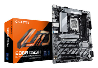 GIGABYTE B860 DS3H Motherboard - Supports Intel Core Ultra CPUs, 8+1+2+2 phases VRM, up to 9066MHz DDR5, 1xPCIe 5.0 + 1xPCIe 4.0 M.2, 2.5 GbE LAN, USB 3.2 Gen 2x2
