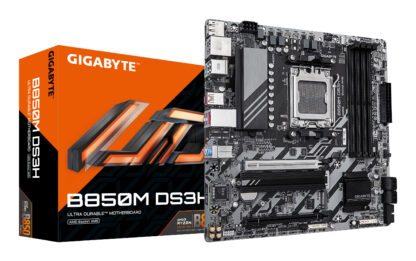 Gigabyte B850M DS3H AMD AM5 Socket Motherboard, Micro-ATX, 4x DDR5 Slots, 2x M.2 Sockets, 2x USB-C Port, 2.5GbE LAN, 2x DisplayPorts / 1x HDMI Port