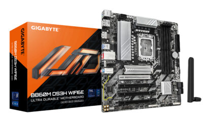 Gigabyte B860M DS3H WIFI6E Intel 1851 Socket Motherboard, Micro-ATX, 4x DDR5 Slots, 2x M.2 Sockets, 1x USB-C Port, 2.5GbE LAN, Wi-Fi 6E, 2x DisplayPorts / 1x HDMI Port