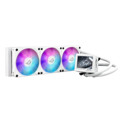 Asus ROG Ryujin III 360 ARGB Extreme 360mm Liquid CPU Cooler, 3x Enhanced Magnetic ROG ARGB Fans, Upgraded Customisable 3.5" LCD Display, White