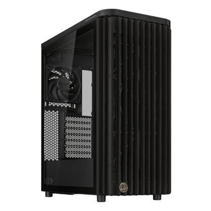Asus ProArt PA401 Wood TG Gaming Case w/ Glass Panel, ATX, Front Grill, 2x 16cm Fans, PWM Fan Hub, USB-C 20Gps, Black
