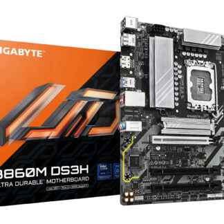 Gigabyte B860M DS3H Intel 1851 Socket Motherboard, Micro-ATX, 4x DDR5 Slots, 2x M.2 Sockets, 1x USB-C Port, 2.5GbE LAN, 2x DisplayPorts / 1x HDMI Port