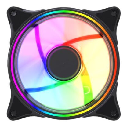 Vida Infinity01 Reverse Blade 12cm ARGB Dual Ring PWM Case Fan, Hydraulic Bearing, Infinity Mirror Effect, 500-1500 RPM, Black