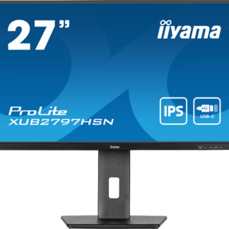 iiyama ProLite XUB2797HSN-B2 27 Inch Full HD IPS Monitor, Matte Black, USB-C Dock, RJ45, 100 Hz, 1x HDMI, 1x DisplayPort, 4x USB Hub, Speakers, Height Adjust, Pivot, VESA