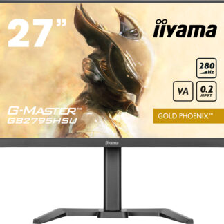 iiyama G-MASTER GB2795HSU-B1 27 inch Monitor, Full HD, 0.2ms, HDMI, DisplayPort, HDCP, USB Hubx4, Freesync, 280Hz, Speakers, Black, Internal PSU, Height Adjust, Pivot, VESA