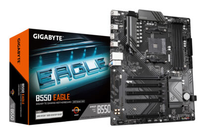 Gigabyte B550 EAGLE AMD AM4 Socket Motherboard, ATX, 4x DDR4 Slots, 2x M.2 Sockets, 2x USB-C Port, GbE LAN, 1x HDMI Port