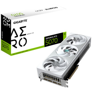 Gigabyte NVIDIA GeForce RTX 5070 AERO OC 12GB GDDR7 Graphics Card, 6144 CUDA Cores, 2625 MHz Core Clock, Triple Fan, White, RGB, 3x DisplayPorts / 1x HDMI Port