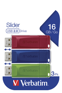 Verbatim 16GB USB 2.0 Slider (3 Pack)
