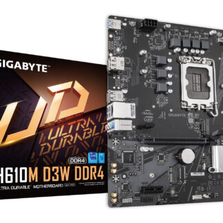 GIGABYTE H610M D3W DDR4 Motherboard - Supports 14th Gen. Intel Core CPUs, 5+1+1 phases VRM, up to 3200MHz DDR4, 1xPCIe 3.0 M.2, 1GbE LAN, USB 3.2 Gen 1