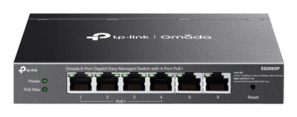 TP-LINK (ES206GP) Omada 6-Port Gigabit Easy Managed Switch with 4-Port PoE+, 6x GB Ports, Metal Casing