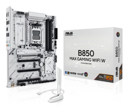 Asus B850 MAX GAMING WIFI W, AMD B850, AM5, ATX, 4 DDR5, HDMI, DP, Wi-Fi 6E, 2.5G LAN, 3x M.2, White